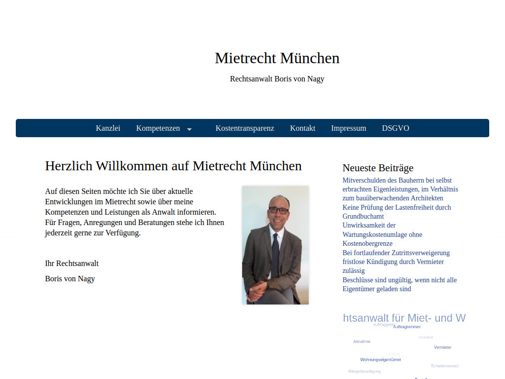 Website von Herzlich Willkommen auf Mietrecht München - Mietrecht München
