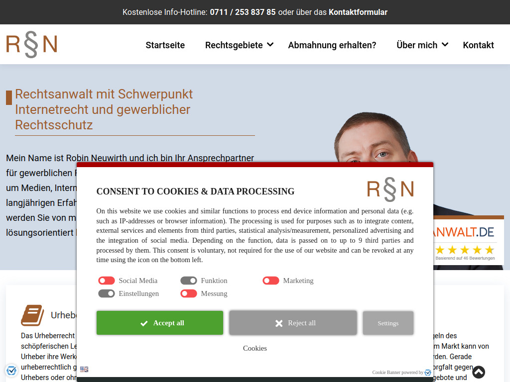 Website von Rechtsanwalt Robin Neuwirth in Stuttgart