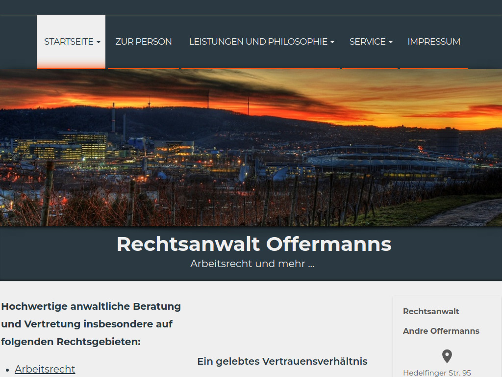 Website von Rechtsanwalt Andre Offermanns in Stuttgart
