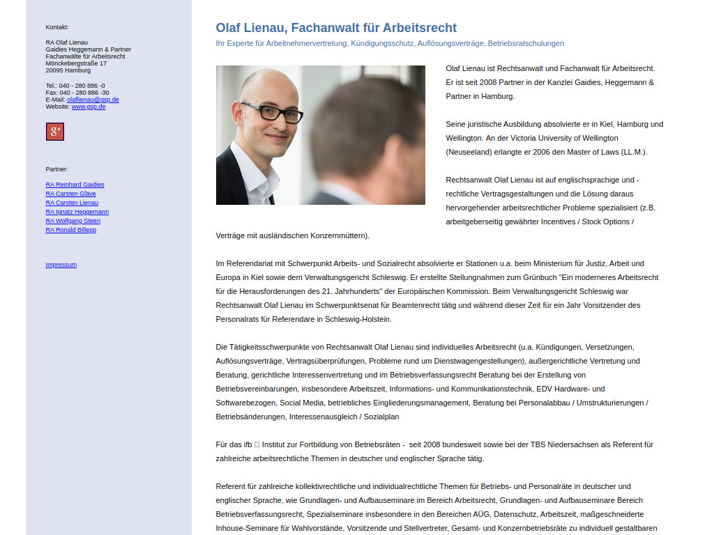 Website von Gaidies Heggemann & Partner in Hamburg