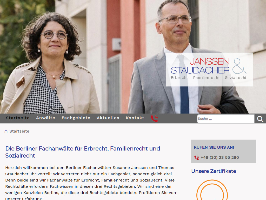 Website von Janssen & Staudacher Rechtsanwälte Partnerschaft mbB in Berlin