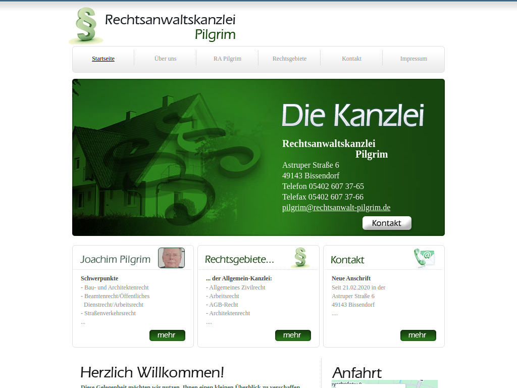 Website von Rechtsanwaltskanzlei Pilgrim in Bissendorf