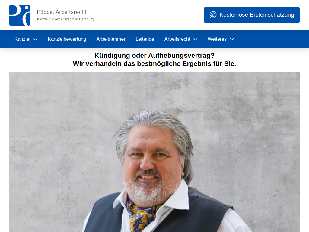 Website von Pöppel Rechtsanwälte in Hamburg