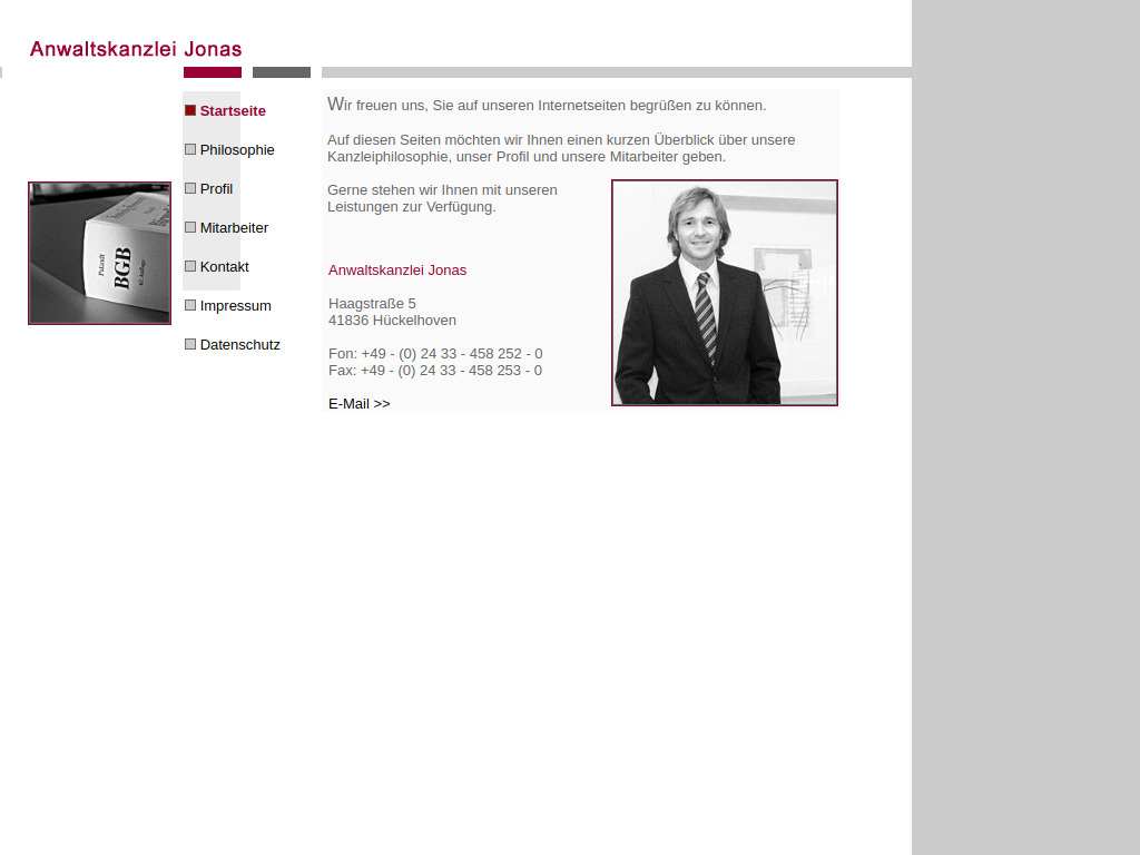 Website von Anwaltskanzlei Jonas in Hückelhoven