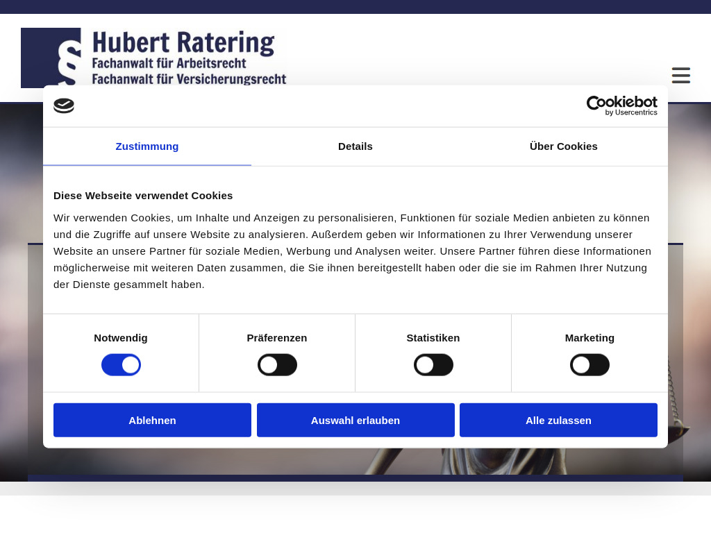 Website von Rechtsanwalt Hubert Ratering in Lingen (Ems)