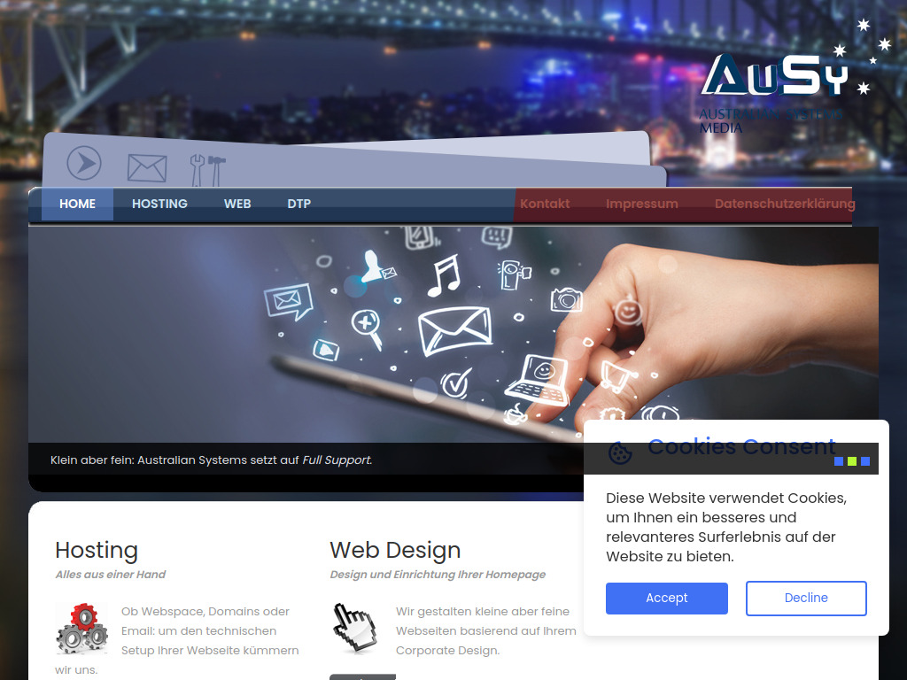 Website von Australian Systems Media in Mülheim an der Ruhr