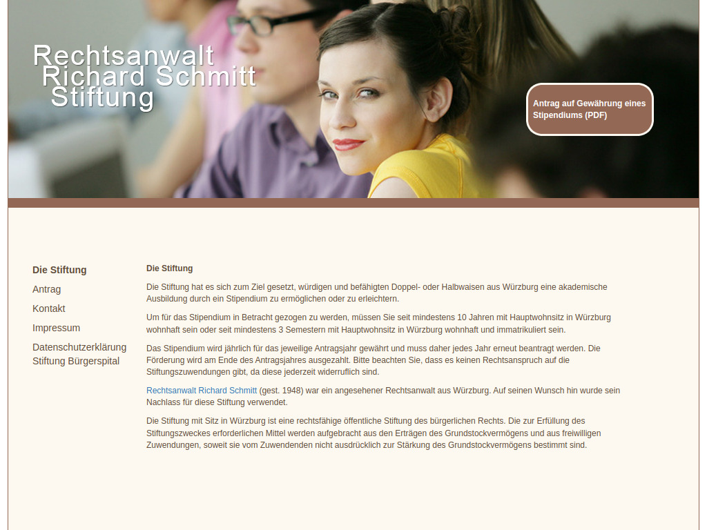 Website von Rechtsanwalt Richard Schmitt Stiftung in Würzburg