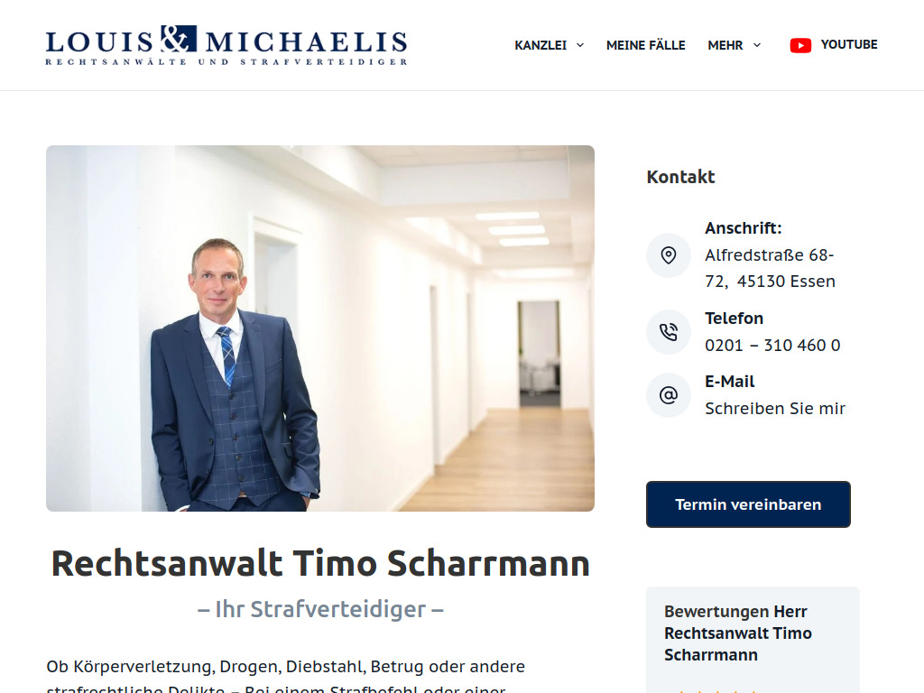 Website von Rechtsanwalt Timo Scharrmann in Essen