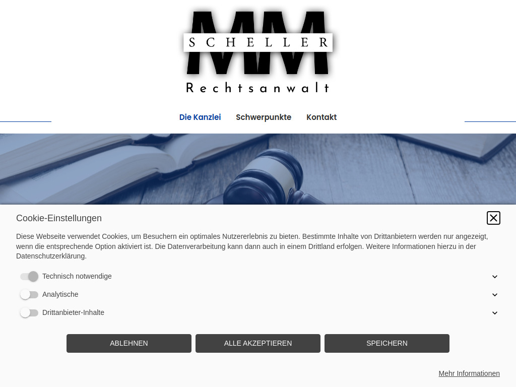 Website von Rechtsanwaltskanzlei Michael M. Scheller in Kerpen
