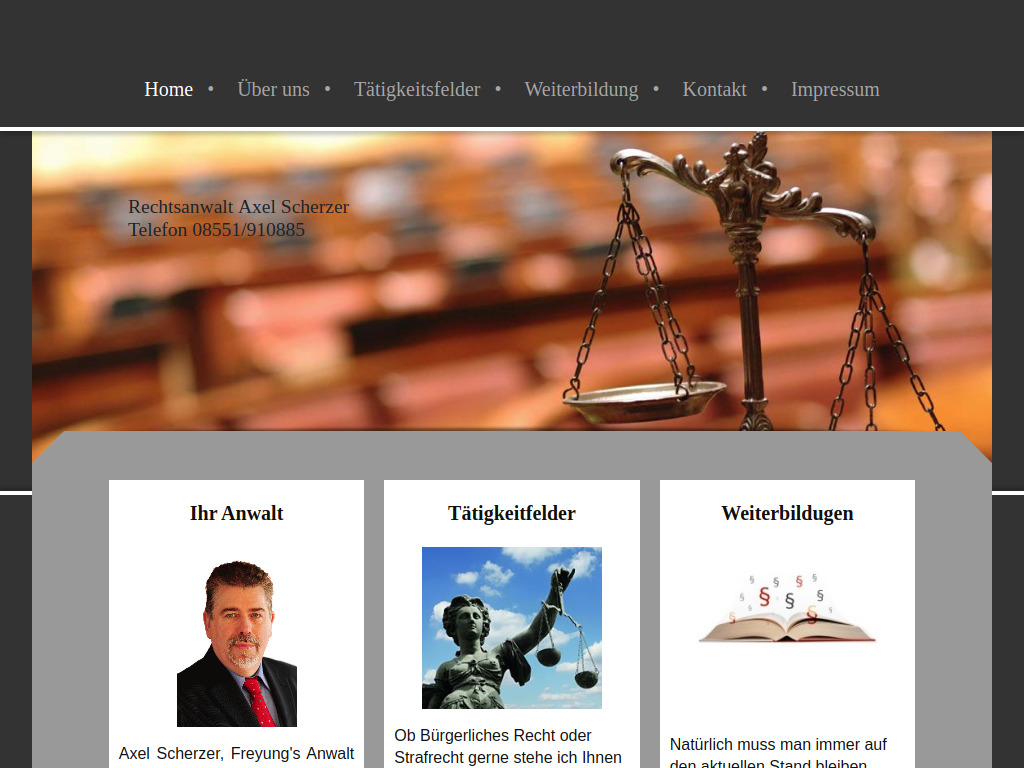 Website von Rechtsanwalt Axel Scherzer in Freyung