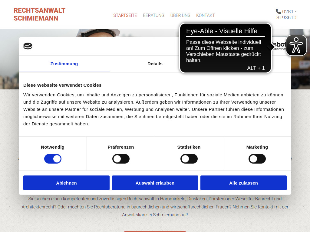 Website von Rechtsanwalt Werner Schmiemann in Wesel