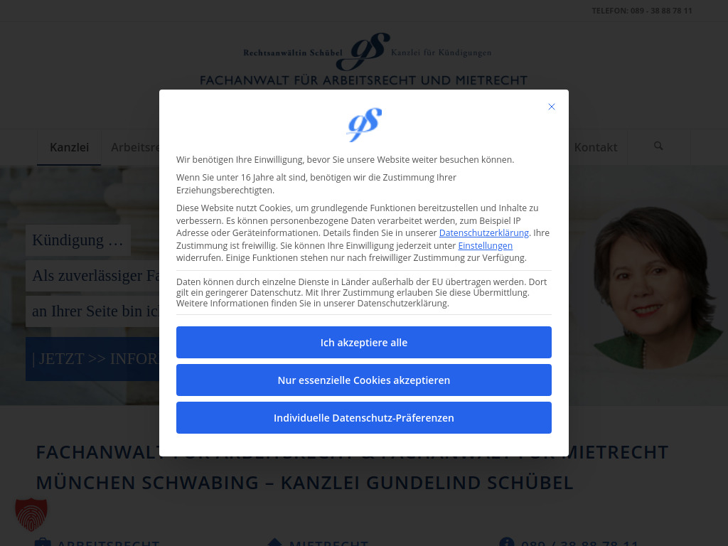 Website von Kanzlei Gundelind Schübel in München