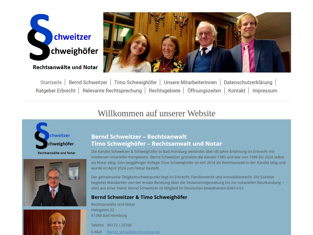 Website von Rechtsanwälte und Notar GbR in Bad Homburg