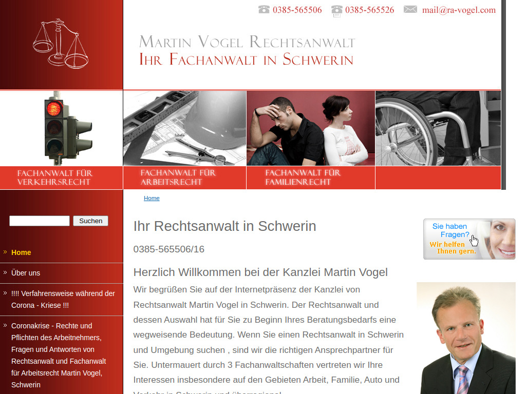 Website von Kanzlei Martin Vogel in Schwerin