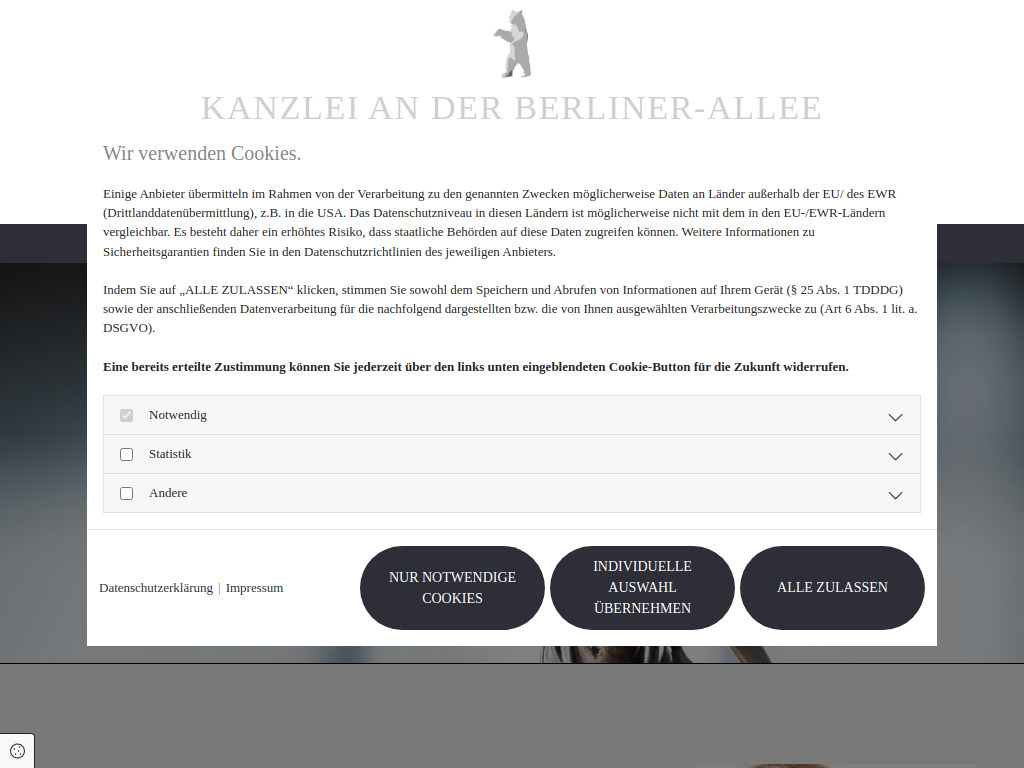 Website von Anwaltskanzlei Sensmeier in Minden