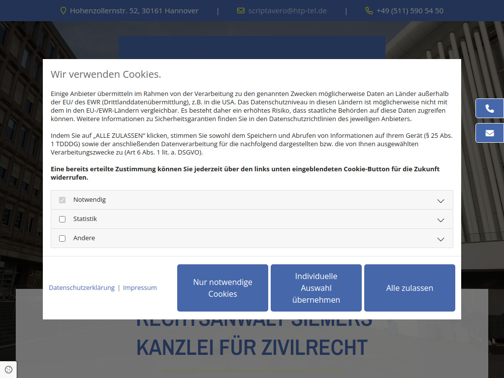 Website von Friedrich W. Siemers Rechtsanwalt in Hannover