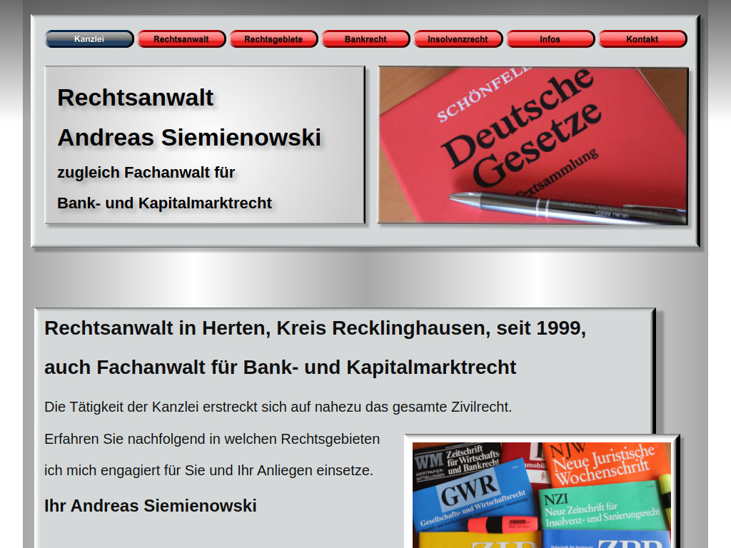 Website von Rechtsanwaltskanzlei Andreas Siemienowski in Herten