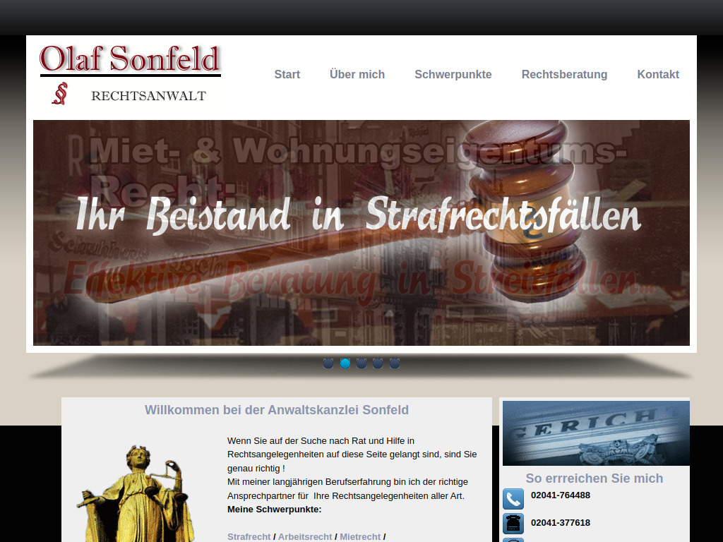 Website von Rechtsanwalt Olaf Sonfeld