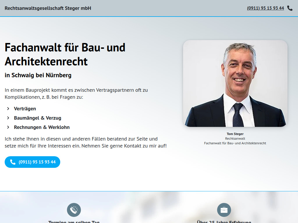 Website von Rechtsanwälte Steger & Rothschild Partnerschaft mbB in Schwaig