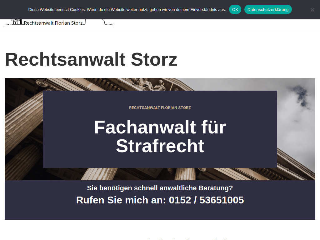 Website von Rechtsanwaltskanzlei Florian Storz in Köln