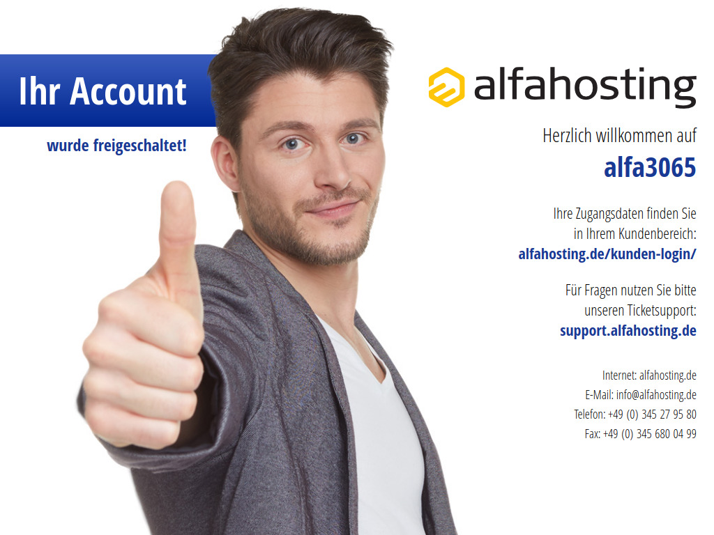 Website von Webhosting und Webspace bei Alfahosting.de • Herzlich Willkommen auf alfa3065!