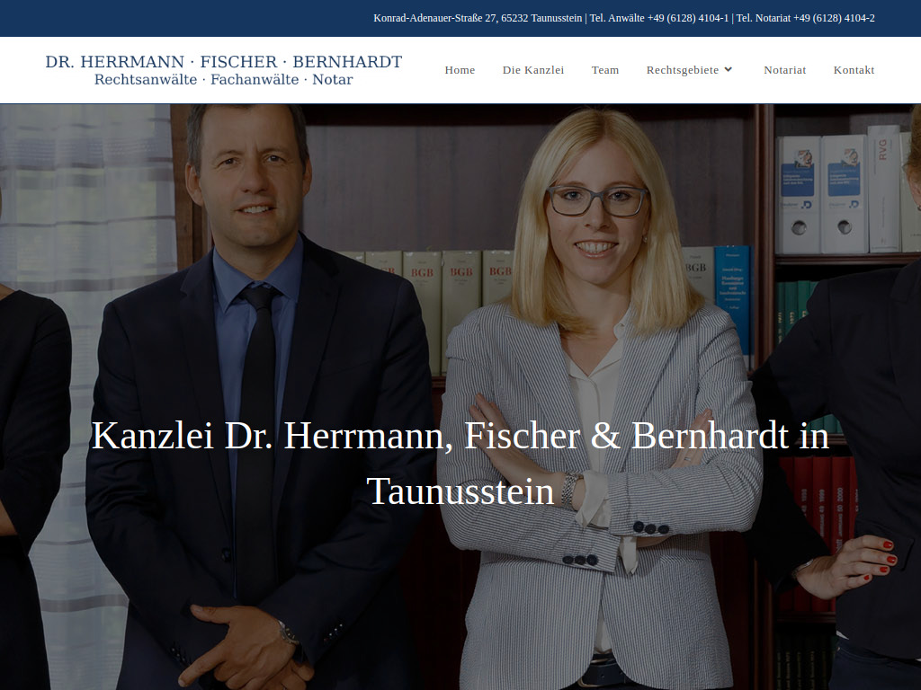Website von Anwaltskanzlei Herrmann & Fischer in Taunusstein