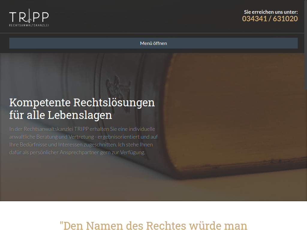 Website von TRIPP - Rechtsanwaltskanzlei in Geithain