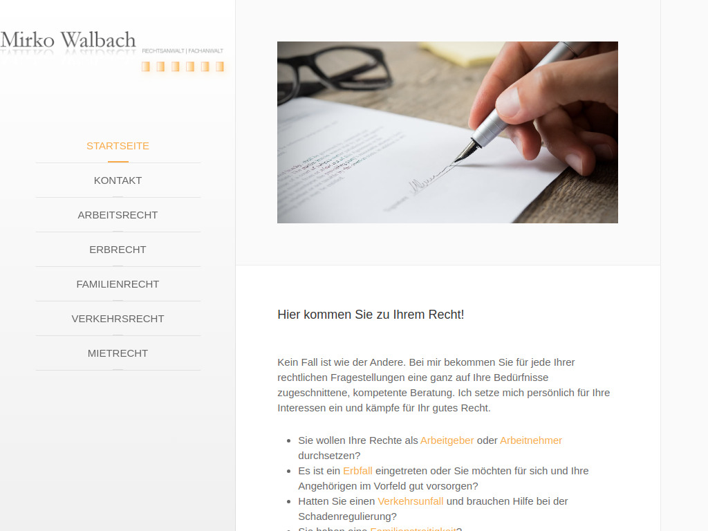 Website von Rechtsanwalt Mirko Walbach in Darmstadt-Eberstadt