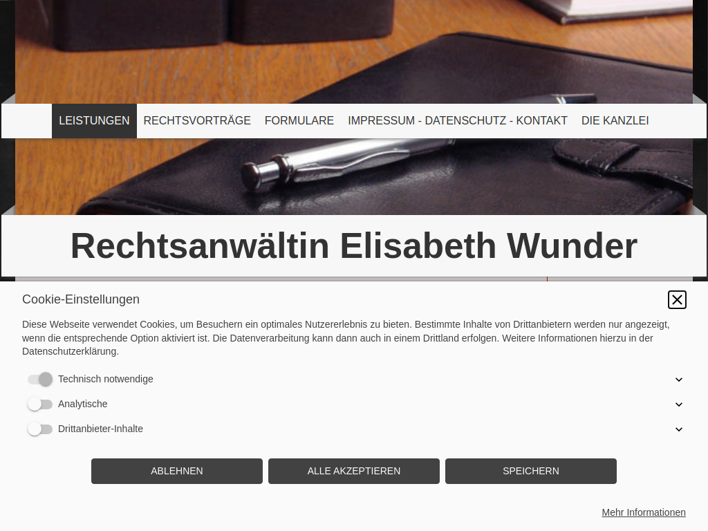 Website von Rechtsanwältin Elisabeth Wunder in Waldkraiburg