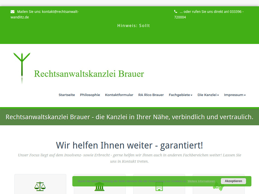 Website von Rechtsanwaltskanzlei Brauer in Wandlitz