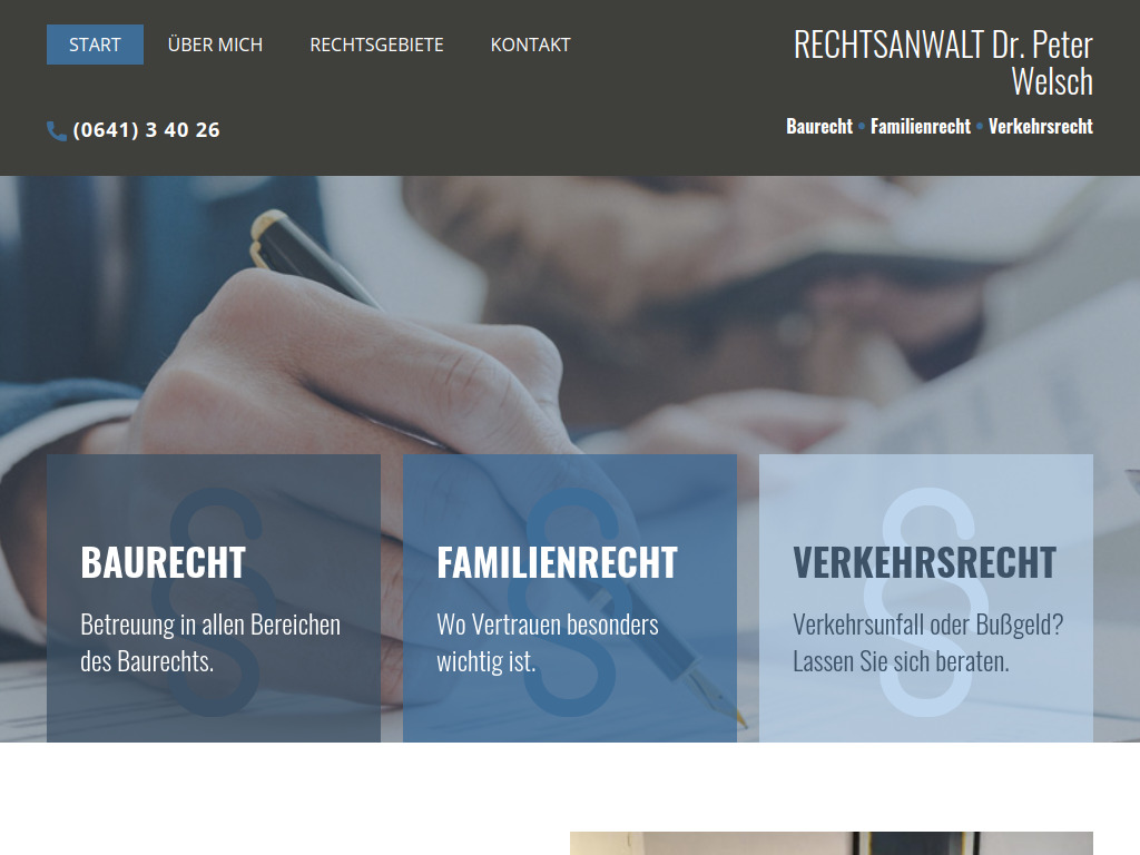 Website von Dr. rer. soc. Peter Welsch Rechtsanwalt in Gießen