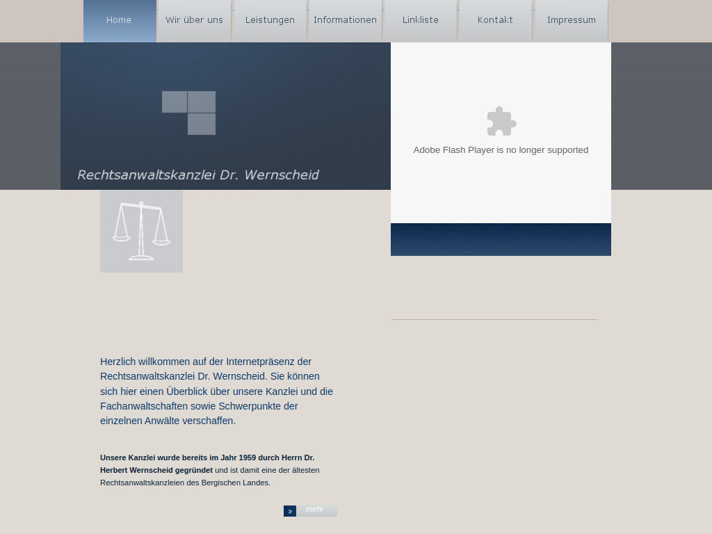 Website von Rechtsanwaltskanzlei Dr. Wernscheid