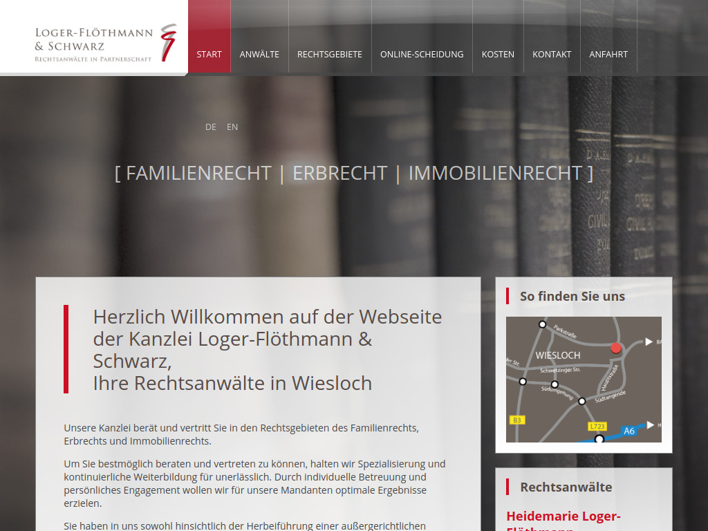 Website von Loger-Flöthmann & Schwarz Rechtsanwälte in Partnerschaft in Wiesloch
