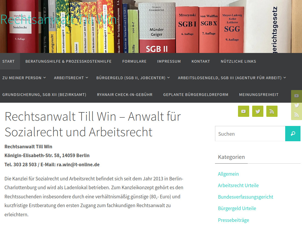 Website von Rechtsanwalt Till Win in Berlin