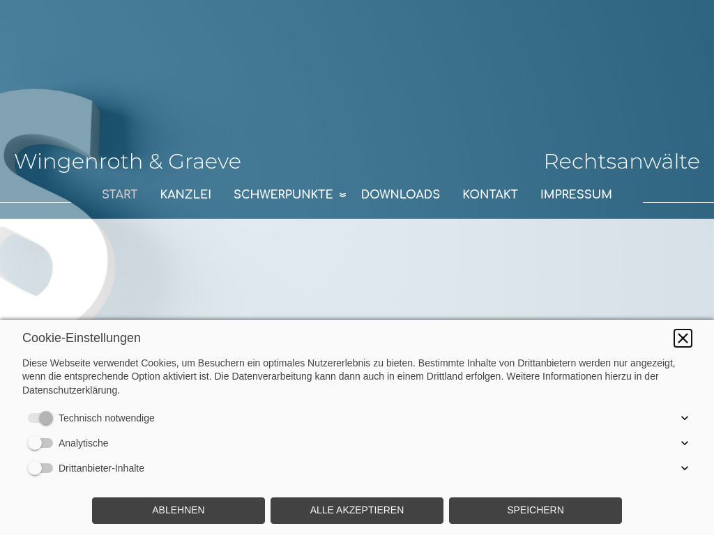 Website von Wingenroth & Graeve Rechtsanwälte in Wiesbaden