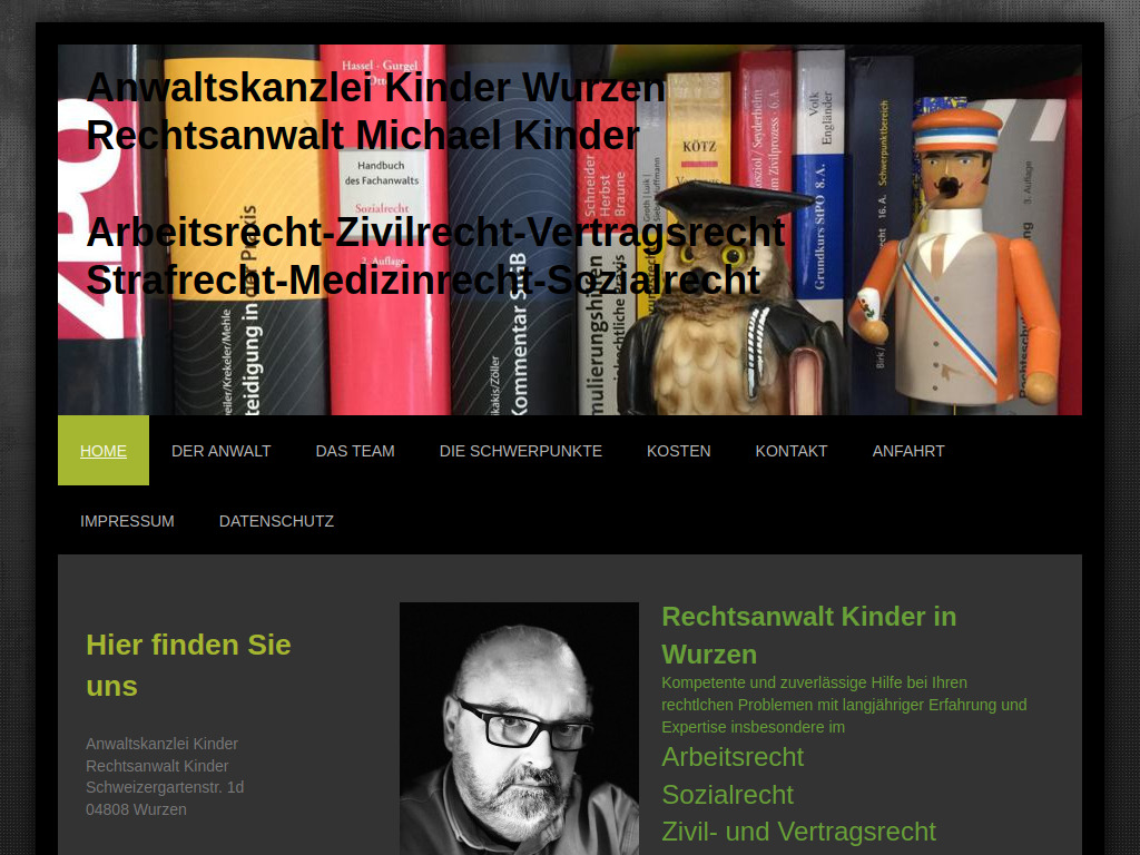 Website von Anwaltskanzlei Kinder in Wurzen