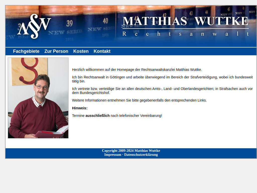 Website von Rechtsanwalt Matthias Wuttke in Bovenden