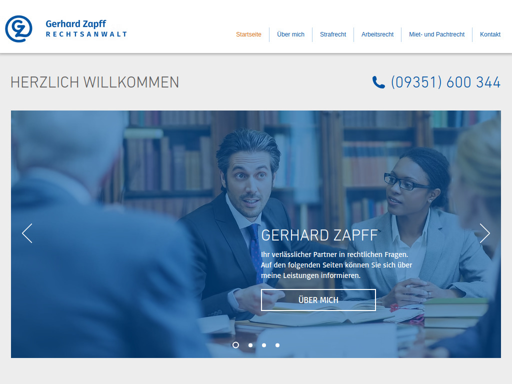 Website von Rechtsanwalt Gerhard Zapff in Gemünden am Main