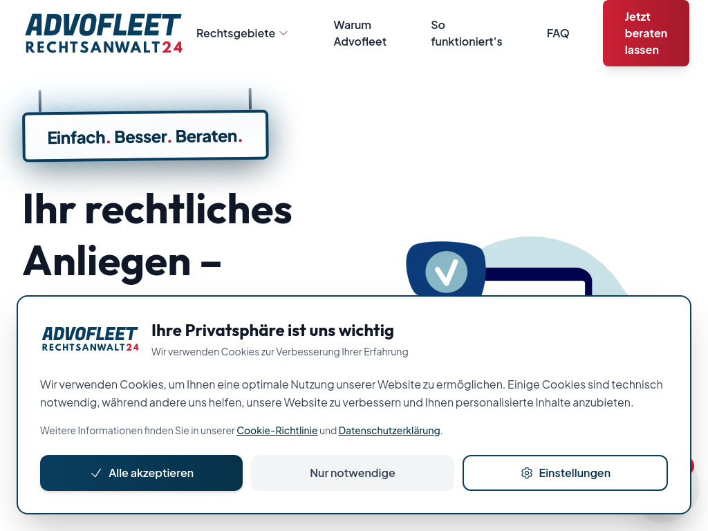 Website von Advofleet Rechtsanwaltsgesellschaft mbH in Berlin