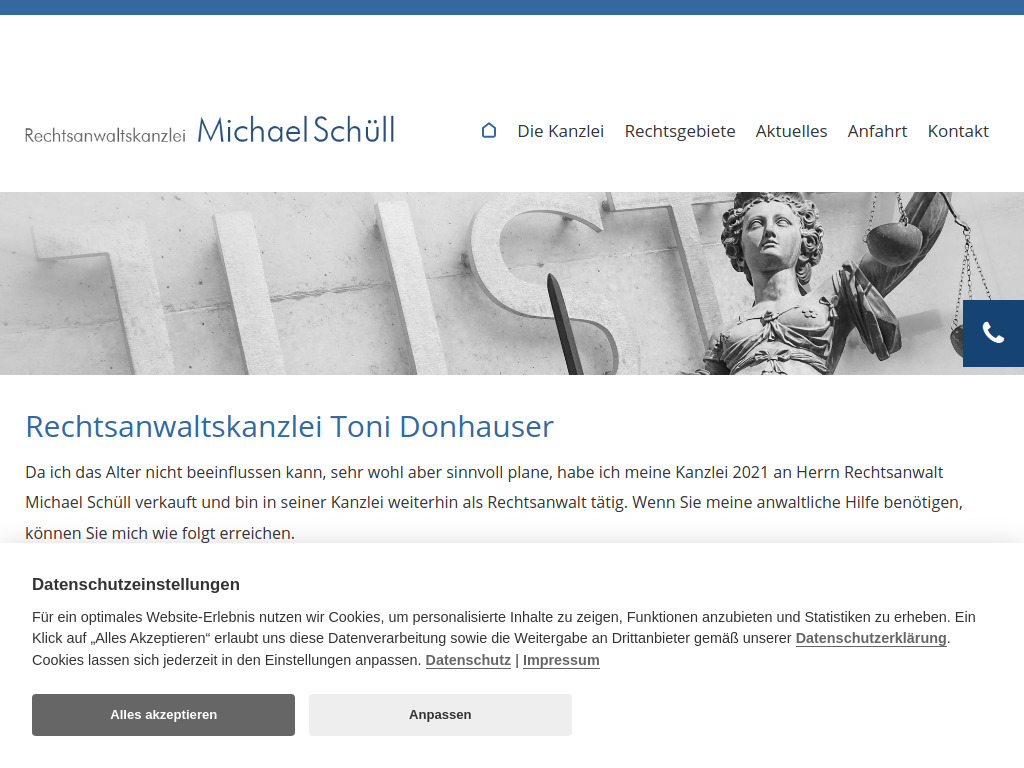 Website von Rechtsanwaltskanzlei Michael Schüll in Amberg