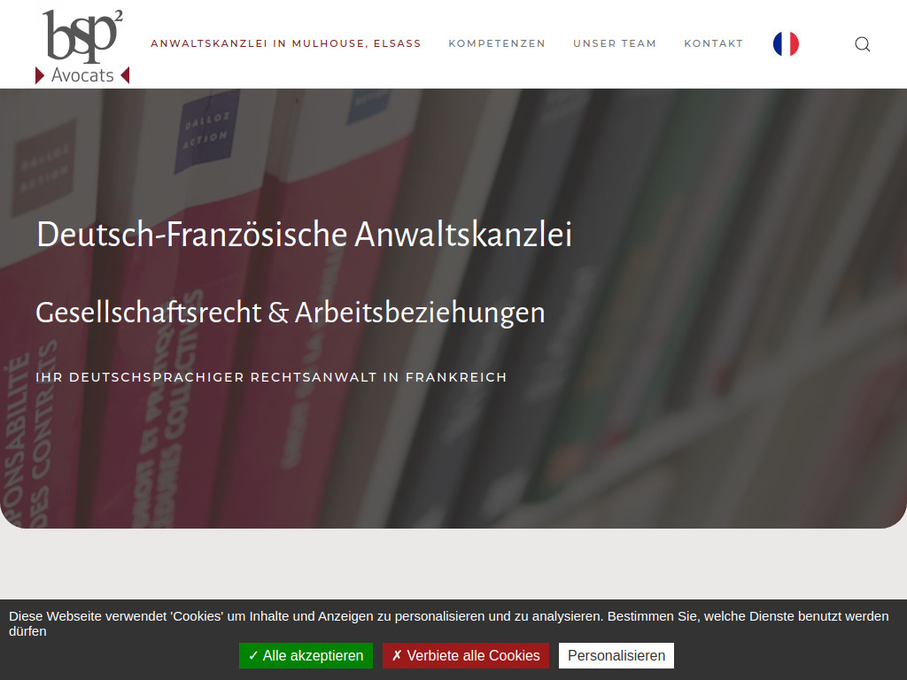 Website von SCP BSP2 Avocats associés in Mulhouse