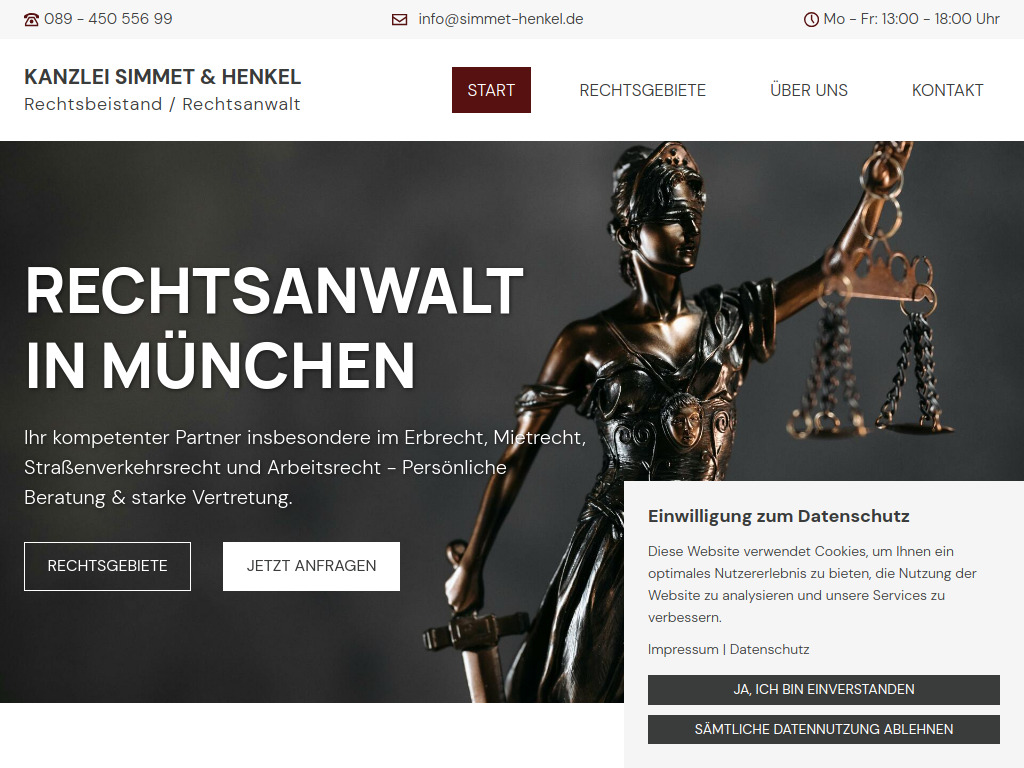 Website von Simmet & Henkel GbR in München