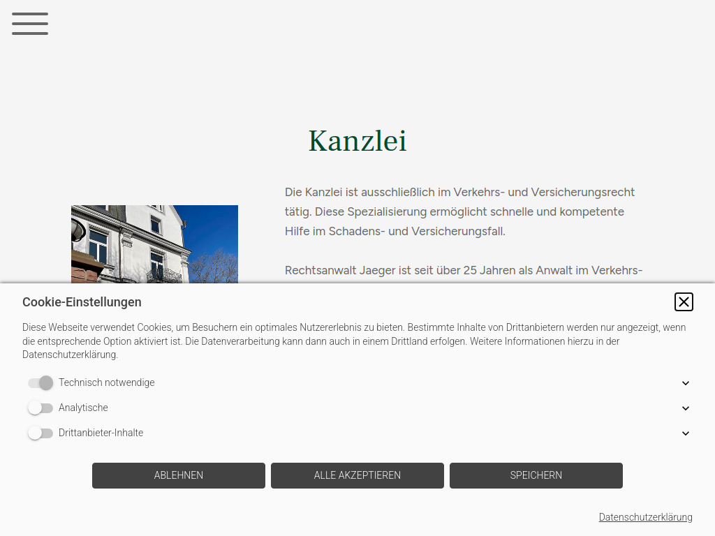 Website von Rechtsanwalt Alexander Jaeger in Frankfurt am Main