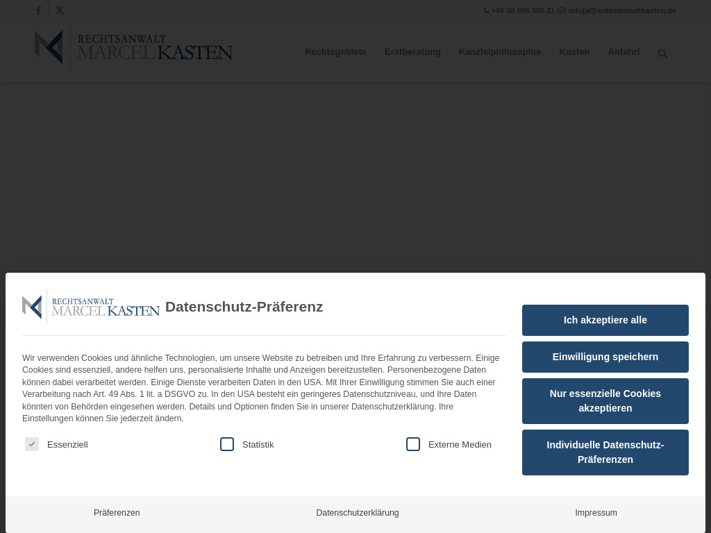 Website von Rechtsanwaltskanzlei Kasten in Berlin