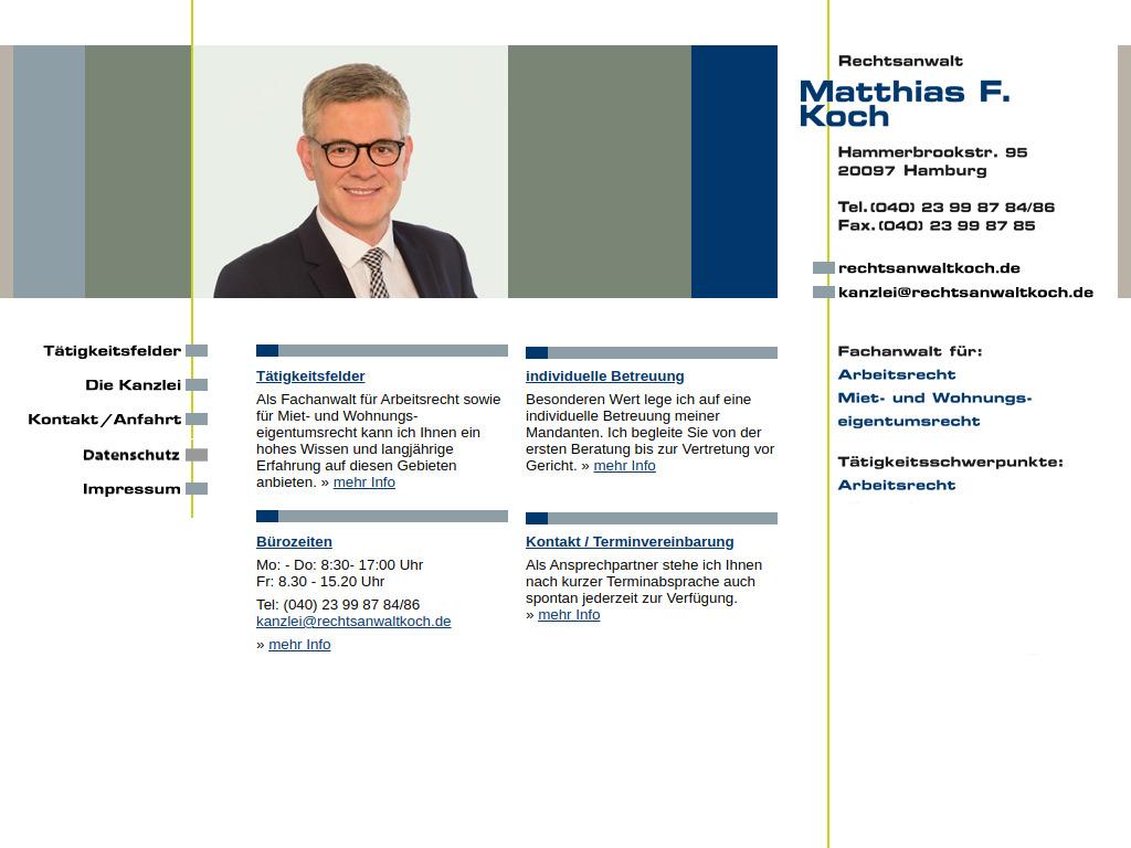 Website von Rechtsanwalt Matthias F. Koch in Hamburg