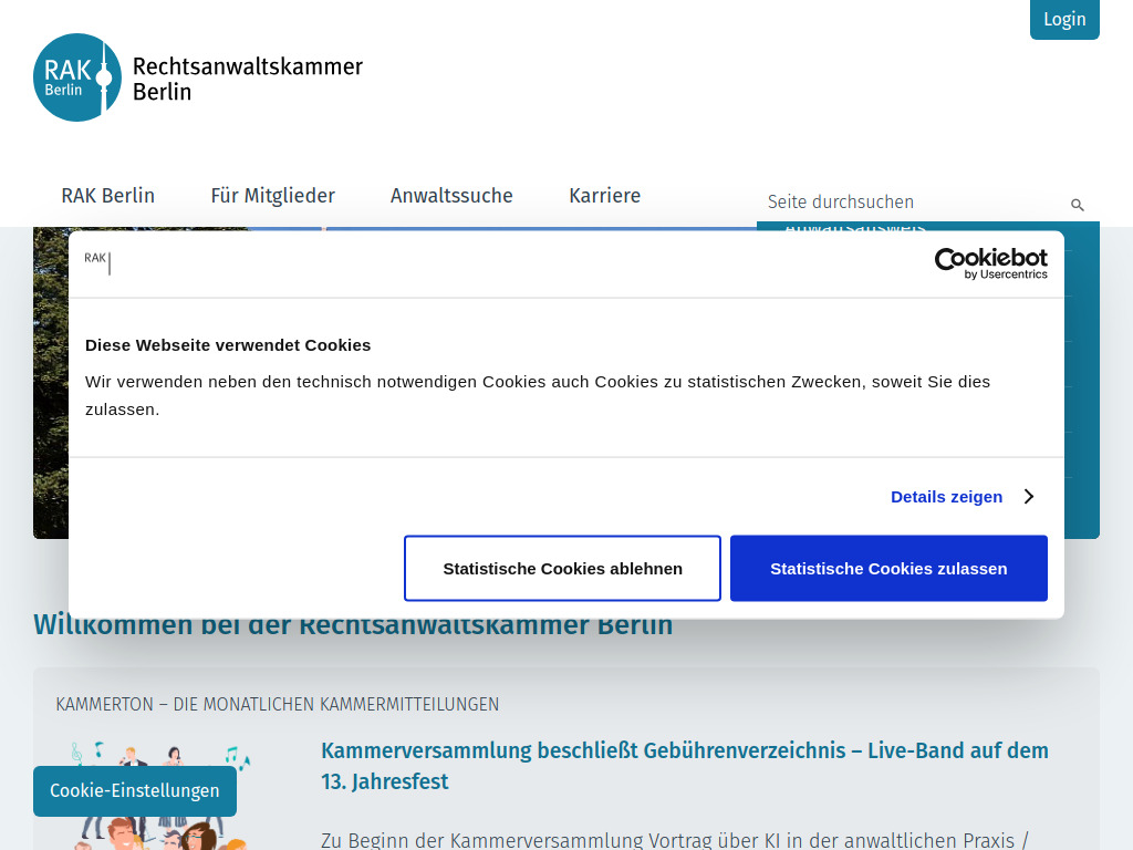 Website von Startseite