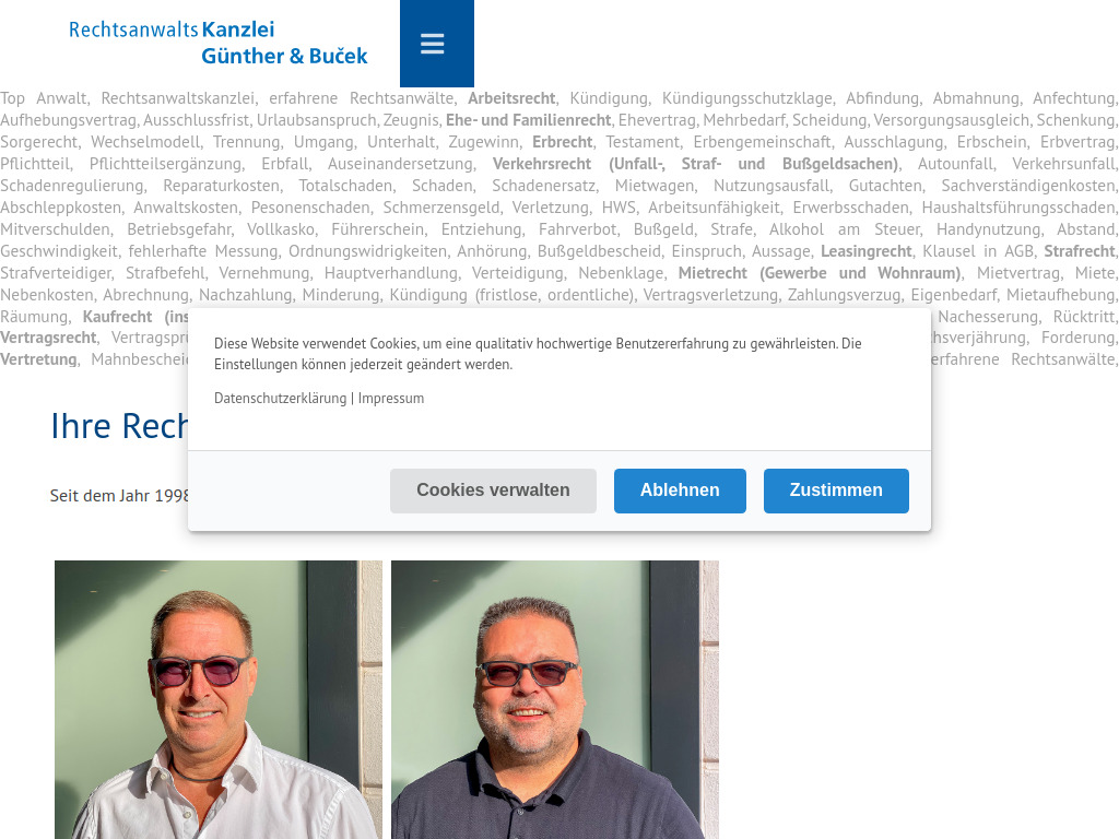 Website von RechtsanwaltsKanzlei Günther & Buček in Bayreuth