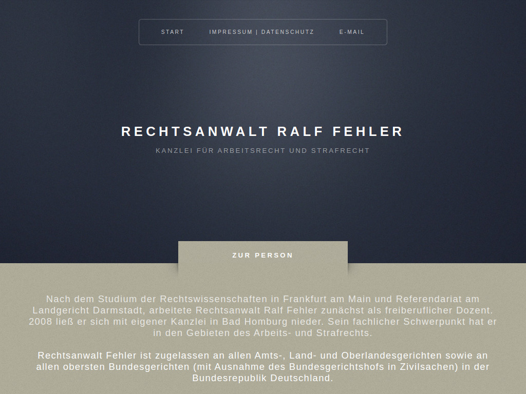 Website von Rechtsanwaltskanzlei Fehler in Bad Homburg