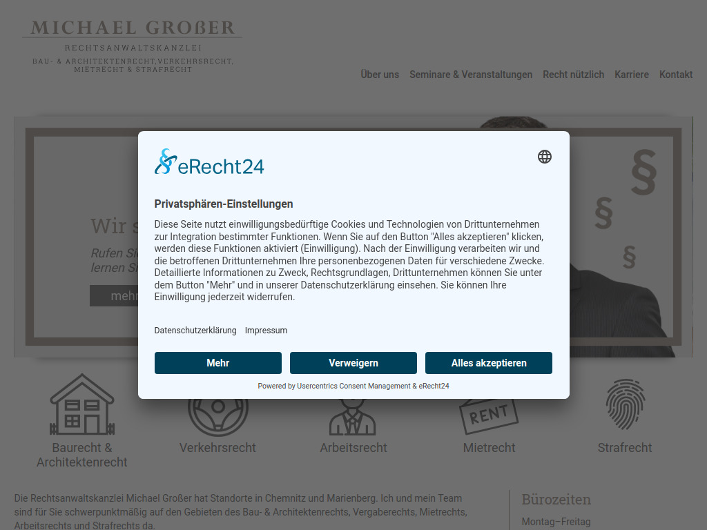Website von Rechtsanwaltskanzlei Michael Großer in Chemnitz