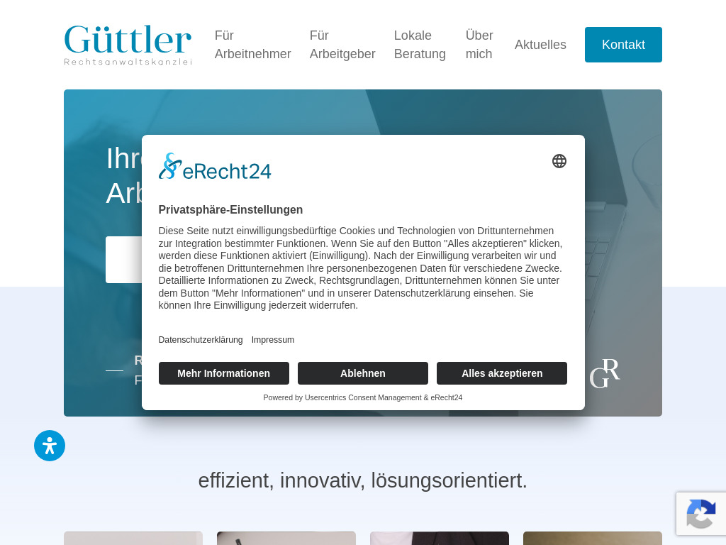 Website von Rechtsanwaltskanzlei Güttler in Germering